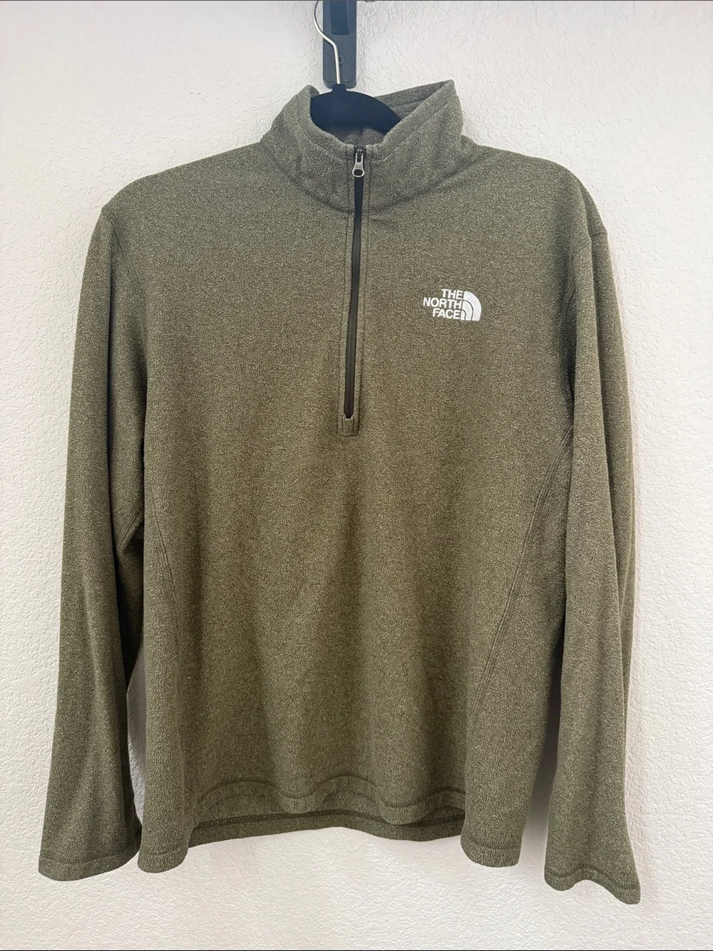 The North Face Olive Green Quarter-Zip Fleece - Size M